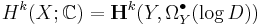  H^k(X;\mathbb{C}) = \mathbf{H}^k(Y, \Omega^{\bullet}_Y(\log D))