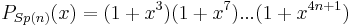 P_{Sp(n)}(x) = (1%2Bx^3)(1%2Bx^7)...(1%2Bx^{4n%2B1})