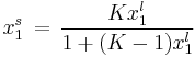 x_1^s \, = \, \frac{Kx_1^l}{1%2B(K-1)x_1^l}