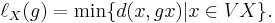 \ell_X(g)=\min\{ d(x,gx) | x\in VX\}.