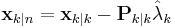 \textbf{x}_{k|n} = \textbf{x}_{k|k} - \textbf{P}_{k|k}\hat{\lambda}_k