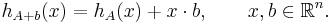  h_{A%2Bb}(x)=h_A(x)%2Bx\cdot b,  \qquad x,b\in \mathbb{R}^n.