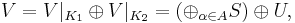 V = V \vert_{K_1} \oplus V\vert_{K_2} = (\oplus_{\alpha \in A} S) \oplus U,