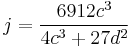 j=\frac{6912c^3}{4c^3%2B27d^2}