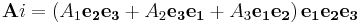 \mathbf{A} i = \left(A_1 \mathbf{e_2e_3} %2B A_2 \mathbf{e_3e_1} %2BA_3 \mathbf {e_1e_2}\right) \mathbf {e_1 e_2 e_3} \ 