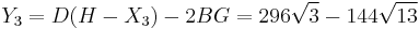 Y_3 = D(H-X_3)-2BG = 296\sqrt{3}-144\sqrt{13}