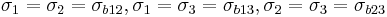 \sigma_1=\sigma_2=\sigma_{b12}, \sigma_1=\sigma_3=\sigma_{b13}, \sigma_2=\sigma_3=\sigma_{b23}