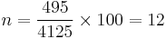 n = \frac{495}{4125} \times 100 = 12