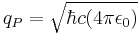 q_P = \sqrt{\hbar c (4 \pi \epsilon_0)} 