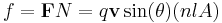 f=\mathbf{F}N=q \mathbf{v}\sin(\theta)(nlA)