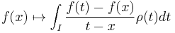 f(x) \mapsto \int_I \frac{f(t)-f(x)}{t-x}\rho (t)dt