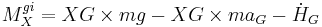 M_X^{gi} = XG \times mg - XG \times ma_G - \dot {H}_G