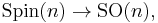 \operatorname{Spin}(n) \to \operatorname{SO}(n),