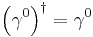 \left( \gamma^0 \right)^\dagger = \gamma^0 \,