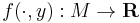 f(\cdot, y):M\to\mathbf{R}