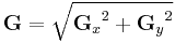 \mathbf{G} = \sqrt{ {\mathbf{G}_x}^2 %2B {\mathbf{G}_y}^2 }