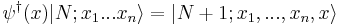 
\psi^\dagger(x) |N;x_1 ... x_n\rangle = |N%2B1; x_1, ...,x_n, x\rangle
\,