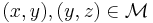 (x,y),(y,z) \in \mathcal{M}