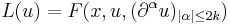  L(u) = F(x, u, (\partial^\alpha u)_{|\alpha| \le 2k})\,