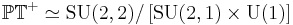 \mathbb{PT}^%2B \simeq \mathrm{SU}(2,2)/\left[ \mathrm{SU}(2,1) \times \mathrm{U}(1) \right]