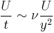  \frac{U}{t} \sim \nu \frac{U}{y^{2}}