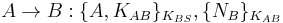 A \rightarrow B: \{A, K_{AB}\}_{K_{BS}}, \{N_B\}_{K_{AB}}