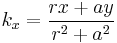 k_{x} = \frac{rx%2Bay}{r^2 %2B a^2}