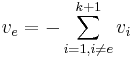 v_{e}= - \sum_{i=1 ,i \neq e }^{k%2B1}v_i