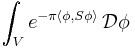 \int_V e^{-\pi\langle \phi,S\phi\rangle}\, \mathcal D\phi