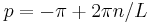 p= -\pi %2B2\pi n/L