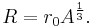 R = r_0 A^{\frac{1}{3}}.