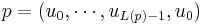 p = (u_0, \cdots, u_{L(p)-1}, u_0)