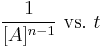 \frac{1}{[A]^{n-1}} \ \mbox{vs.} \ t