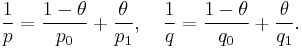 \frac{1}{p} = \frac{1-\theta}{p_0}%2B\frac{\theta}{p_1},\quad \frac{1}{q} = \frac{1-\theta}{q_0} %2B \frac{\theta}{q_1}.