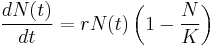  \frac{dN(t)}{dt}=rN(t) \left(1-\frac{N}{K}\right) 