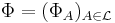 \Phi=(\Phi_A)_{A\in\mathcal{L}}