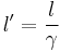 l' = \frac{l}{\gamma}