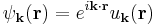 \psi_{\mathbf{k}}(\mathbf{r}) = e^{i\mathbf{k}\cdot\mathbf{r}}u_{\mathbf{k}}(\mathbf{r})