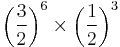 \left( \frac{3}{2} \right) ^6 \times \left( \frac{1}{2} \right) ^3