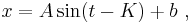 
x = A \sin(t - K) %2B b \ ,
