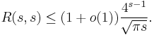 R(s,s) \leq (1 %2B o(1))\frac{4^{s-1}}{\sqrt{\pi s}}.