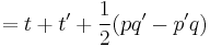 =t%2Bt'%2B\frac{1}{2}(p q'-p' q)