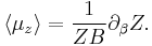 \left\langle\mu_z\right\rangle = {1 \over Z B} \partial_\beta Z.