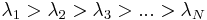 \lambda_{1}>\lambda_{2}>\lambda_{3}>...>\lambda_{N}