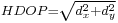 \scriptstyle HDOP = \sqrt{d_x^2 %2B d_y^2}