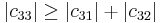 |c_{33}| \ge |c_{31}| %2B |c_{32}|