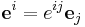 \mathbf{e}^i=e^{ij}\mathbf{e}_j