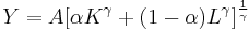  Y = A[\alpha K^\gamma %2B (1-\alpha) L^\gamma]^{\frac{1}{\gamma}} 