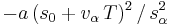 -a\,(s_0 %2B v_\alpha\,T)^2\,/\,s_\alpha^2