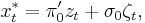 x^*_t = \pi_0'z_t %2B \sigma_0 \zeta_t,